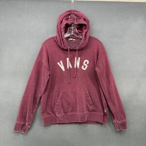 Vans Pullover Hoodie Womens Medium Burgundy Maroon Logo Sweatshirt Skater Casual